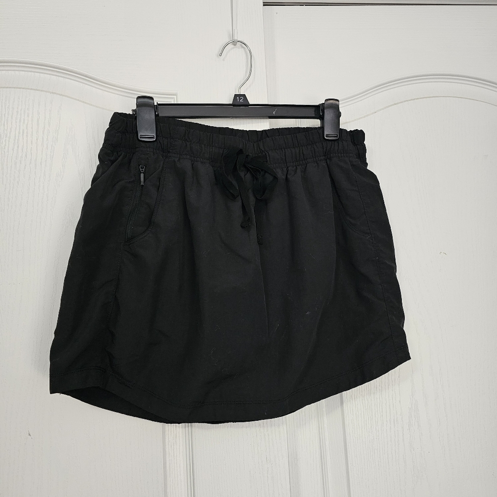 The North Face Black Running Skirt Skort Size Large Zipper Pockets Drawstring